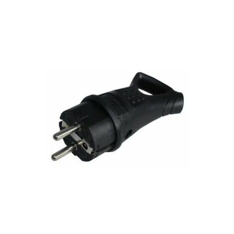 Spina Schuko maschio Ip44 nero in gomma a dito 16a Dh 36.041/d