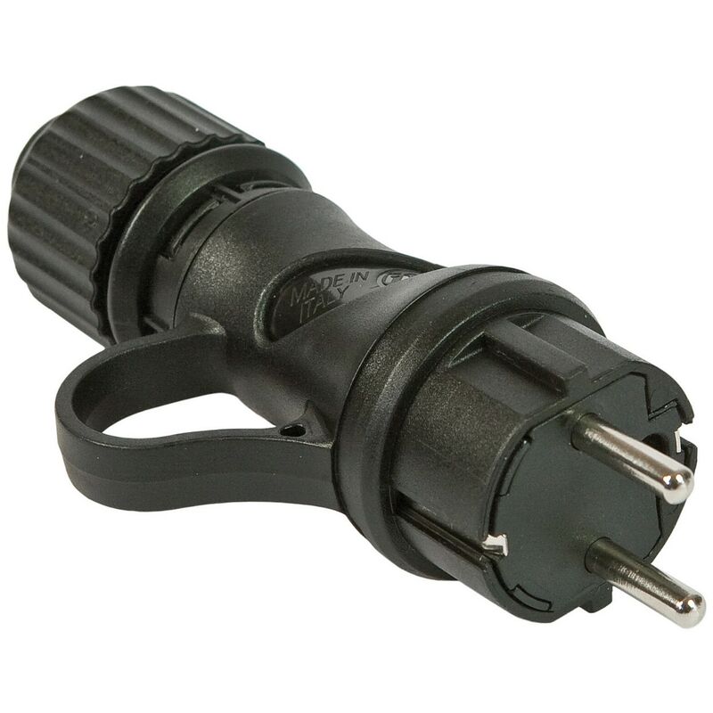 Image of Creative Cables - Spina Schuko nera con anello 16A 250V IP44 per Sistema eiva Nero - Nero