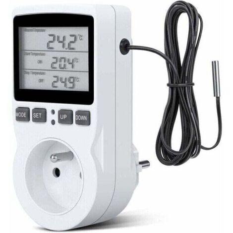 Spina termostato, spina timer digitale, spina digitale programmabile con sonda, timer digitale programmabile, spina termostato per riscaldamento di serre e acquari -