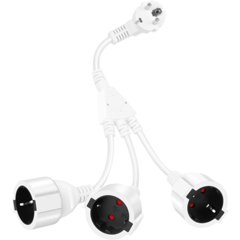 Spina tripla per presa, cavo di prolunga con 3 prese Schuko 16A/250V/Max.3500W Adattatore presa 3 in 1 Distribuzione a 3 vie IP44 Presa tripla per casa, ufficio, viaggio