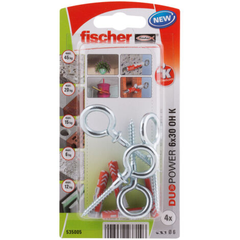 Spina universale DUOPOWER 6x30mm + occhiello - 4 pezzi.