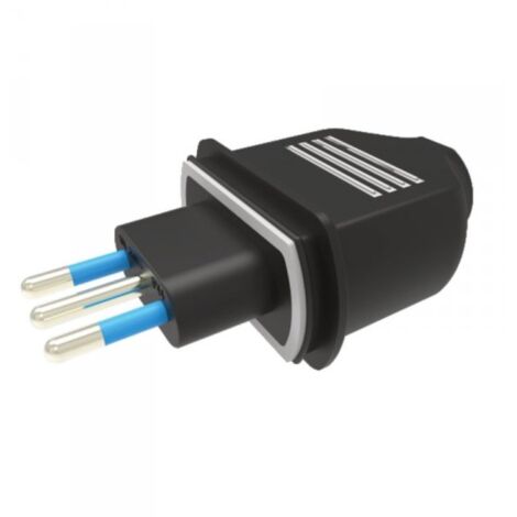 Spina Volante in Gomma 250V 16A 2P+T Impermeabile IP44 Nero