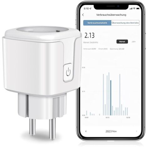 Spina WiFi intelligente KZQ, compatibile con Alexa e Google Home, programmabile con misurazione dell'energia, controllo remoto/vocale e funzione timer (tipo F)