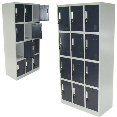 Spind 12-Fächer Zwölferspind Garderobenschrank Umkleidespind Metallschrank 57024