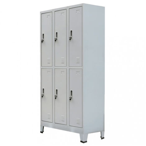 Spindel mit 6 Fächern Stahl 90x45x180 cm Grau