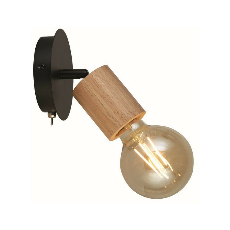 Image of Spinny Lampada da parete Spotlight - Legno e metallo nero