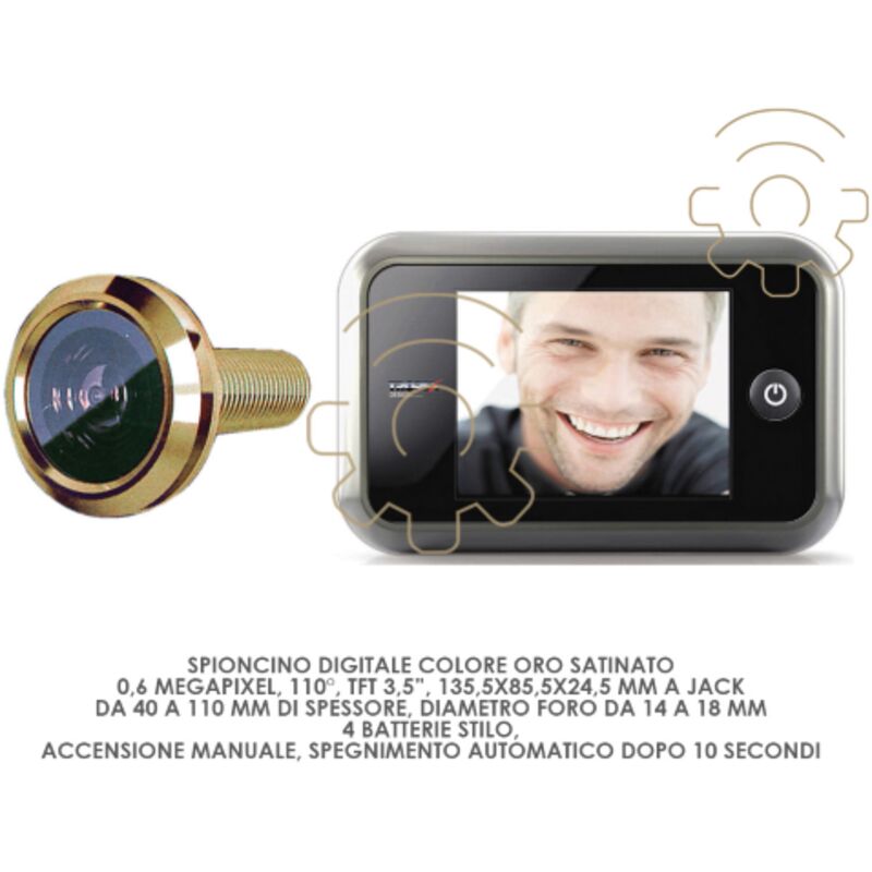 Image of Spioncino digitale universale con visore lcd e telecamera per porte - Salone