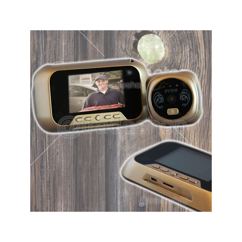 Image of Trade Shop - Spioncino Elettronico Per Porta Con Display Lcd Tf Card Telecamera Campanello