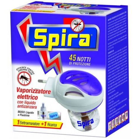 Spira ELETTROEMANATORE BIUSO LIQUIDO E PIASTRINE + RICARICA 45 NOTTI 12 PZ