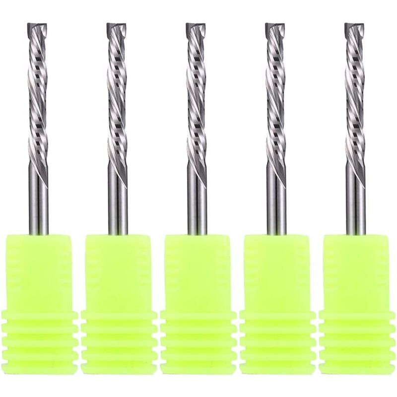 Memkey - Spiral Carbide Drill Bit - Two-Way Cut - Dimensions: 3.175 x 22 mm - for cnc Printing Wood Routers, 5-Piece Set