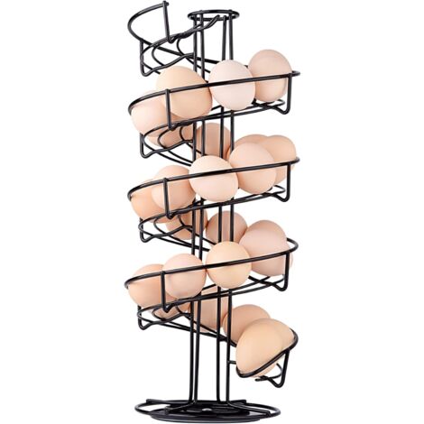 Spiral Design Metal Egg Skelter Dispenser Rack, Storage Display Rack, Black