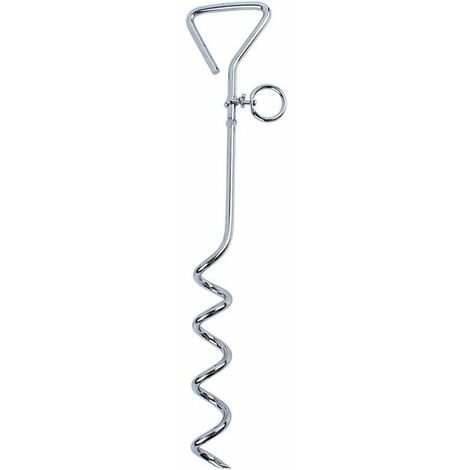 Spiral Dog Anchor, Zinc Alloy Zinc Alloy Dog Spiral Anchor Stainless Steel Tie Stake for Outdoor Garden and Camping (Silver)