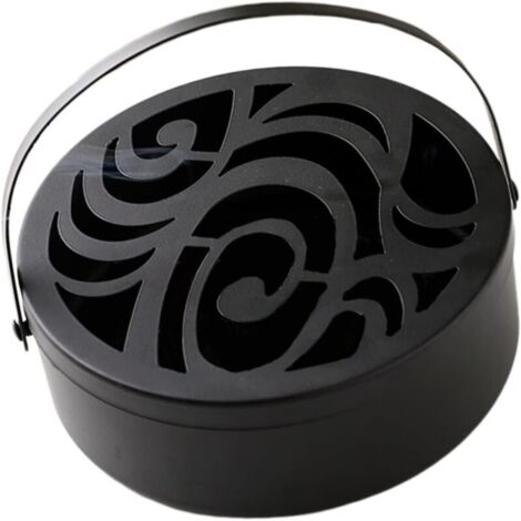 Spiral storage box with black lid and auspicious design convenient portable indoor/outdoor holder.