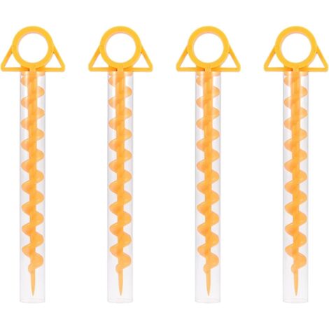 Spiral Tent Pegs, Durable Spiral Tent Stakes, Plastic Tent Pegs, 30cm Tent Stakes for Tents, Trampolines, Pets, with Tube, 4 Pieces