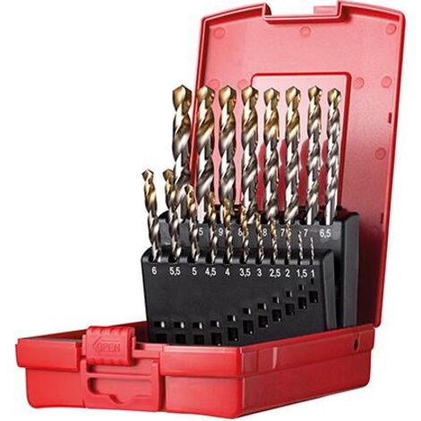 Spiralbohrer-Satz A002 HSS DIN 338 N TiN-Tip DORMER 19-teilig (1-10 mm)