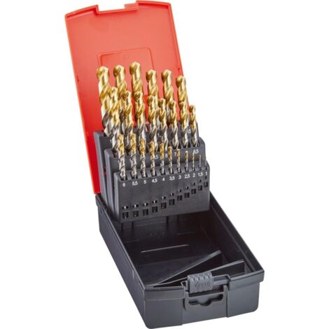 Spiralbohrer-Set DIN338 HSS TiN-TIP 1,0-10,0mm um 0,5mm steigend 19-teilig FORMAT