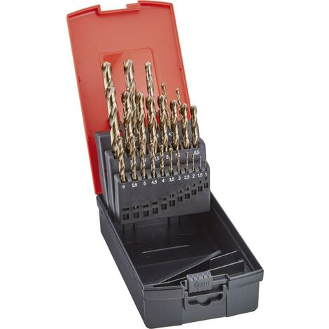 Spiralbohrer-Set HSSE DIN338 GoldOxid 19-teiligum 0,5 steigend 1-10,0mm