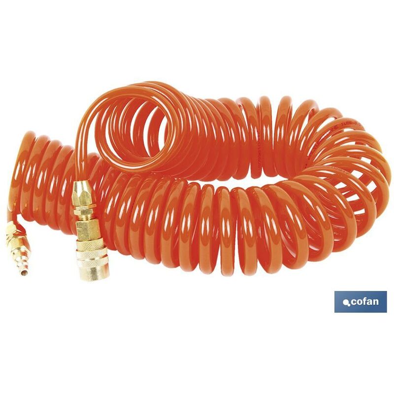 Cofan - Tuyau à air en Spirale en Polyuréthane pour air comprimé longueur 15 m Tuyau en spirale de couleur rouge pour air comprimé