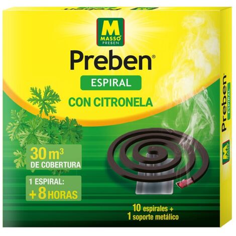 Spirale Anti-moustiques Citronnelle, 10 Spirales + 1 Support