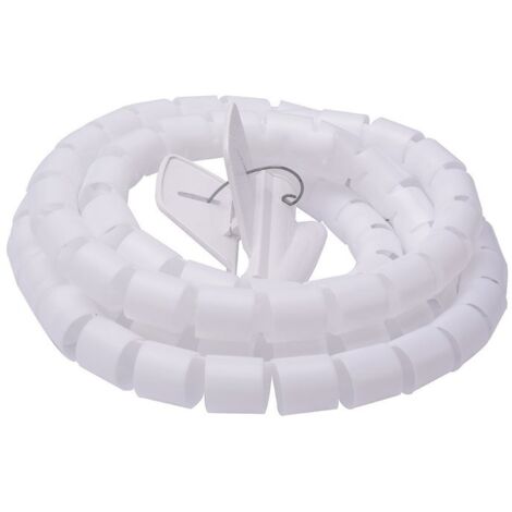 Spirale Avvolgi Cavo Flessibile Guaina Raccogli Organizzer Cavi Fermaglio Guidafilo Incluso 1,8M D15mm Bianco