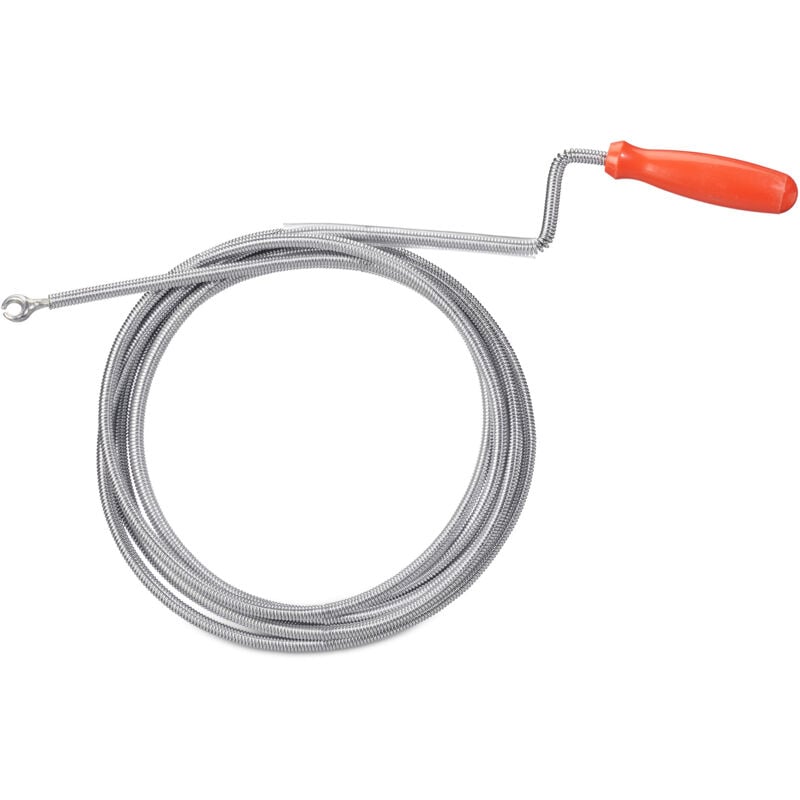 Relaxdays - Spirale de nettoyage de tuyaux avec pince, lot de 2, nettoyage mécanique tuyaux, wc, douche, éviers, 6mm x 3 m, argenté