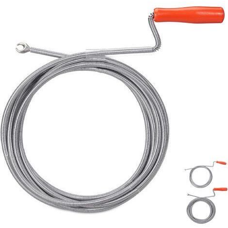   Spirale de nettoyage de tuyaux avec pince, nettoyage mécanique tuyaux, WC, douche, éviers, 9mmx 5m,argenté