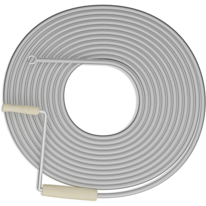 Relaxdays Furet déboucheur de canalisation, 10 mètres, pour douche, évier, wc, acier, spirale nettoyage, argenté