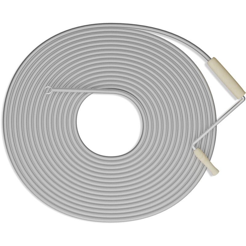 Furet déboucheur de canalisation, 15 mètres, pour douche, évier, wc, acier, spirale nettoyage, argenté - Relaxdays