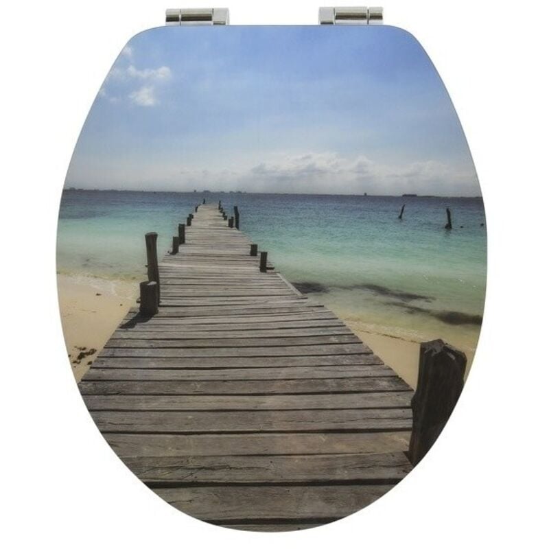 Spirella - Abattant wc mdf maldives Décor Plage - Charnières Zinc