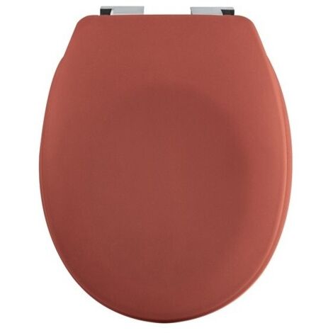 Spirella – Abattant WC Thermo dur avec frein de chute – Charnières ABS chromé – Couleur terracotta mat – Compatible cuvettes standards