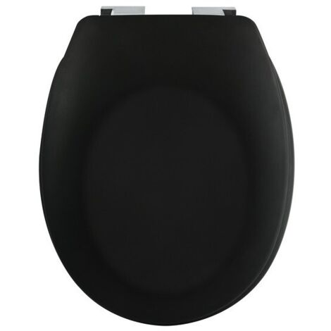 Spirella – Abattant wc Thermo Dur noir mat – Charnières ABS chromé – Mécanisme de fermeture lente – Dimensions 45,5 x 37,1 cm