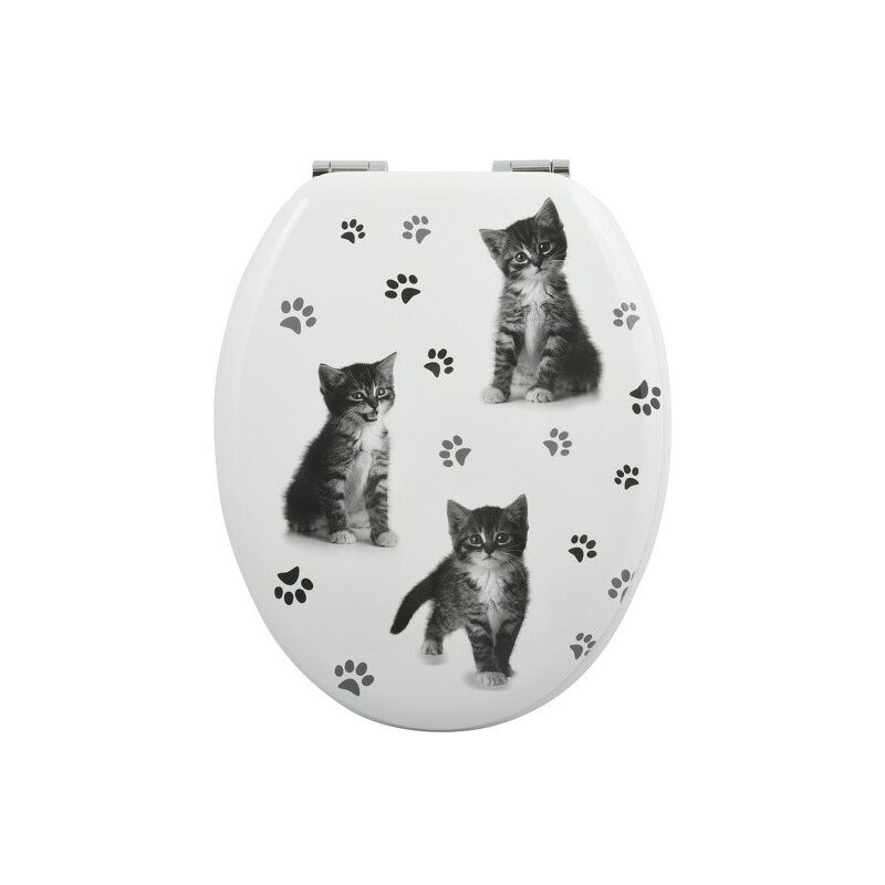 

Asiento de inodoroMDF KITTY Negro & Blanco - Bisagras de Zinc - Blanco - Spirella