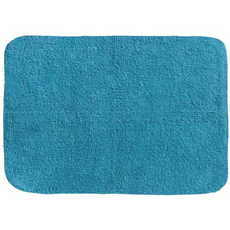Spirella Badteppich Badematte Duschvorleger CAMPUS 100% Baumwolle Hochflor  flauschig  rutschhemmend  geeignet für Fußbodenheizung  50x70 cm  Petrol