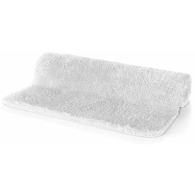 Badteppich Badvorleger Duschvorleger Fino Supersoft Hochflor waschbar, rutschfest Badematte 50x80 cm – Weiß Spirella  - Onlineshop ManoMano