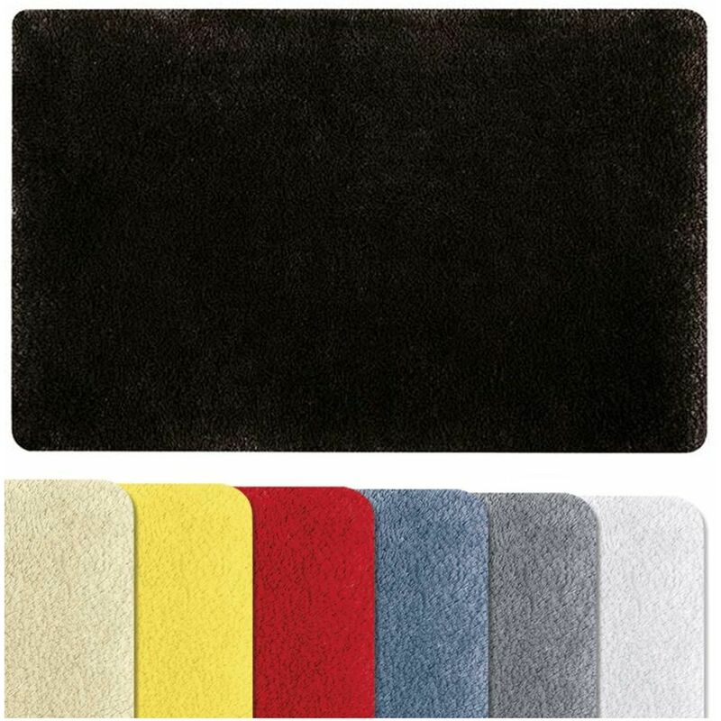 Badteppich Badvorleger Duschvorleger Fino Supersoft Hochflor waschbar, rutschfest Badematte 40x60 cm – Schwarz Spirella  - Onlineshop ManoMano