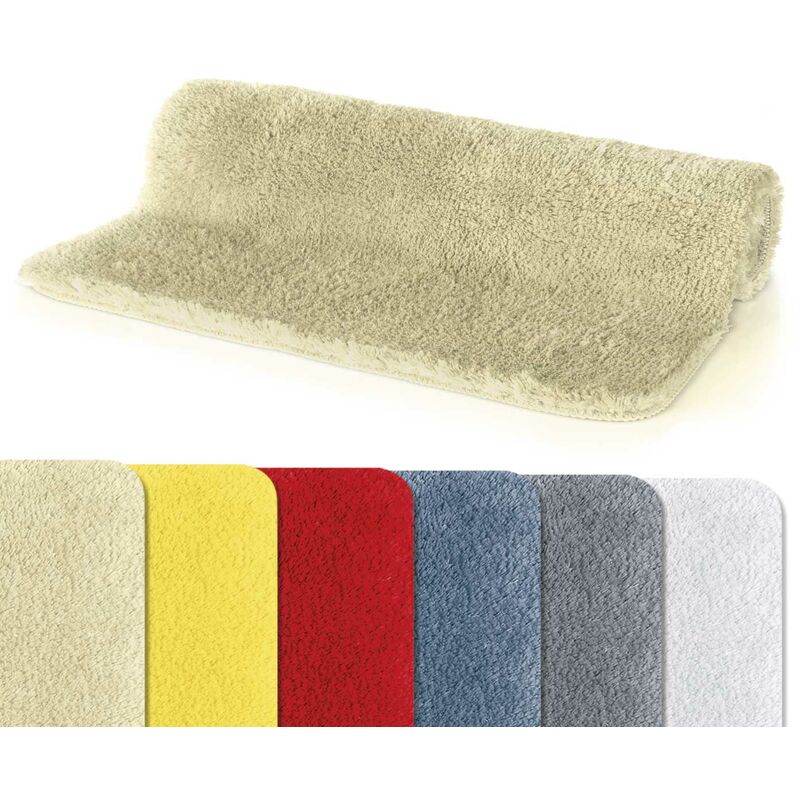 Badteppich Badvorleger Duschvorleger Fino Supersoft Hochflor waschbar, rutschfest Badematte 70x120 cm – Beige Spirella  - Onlineshop ManoMano