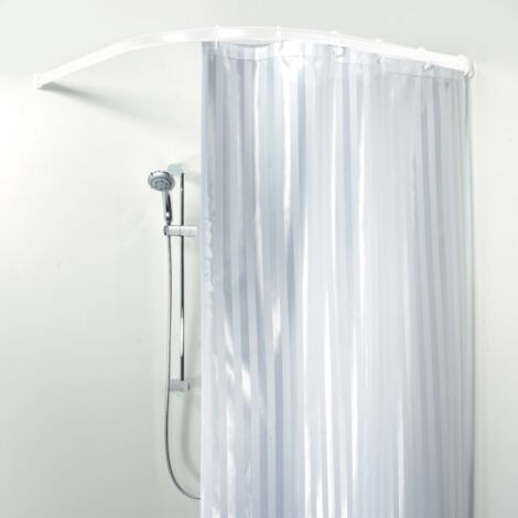 Spirella – Barre de douche OVA RONDO 90x90cm – Système de fixation à visser – Adaptée pour receveurs arrondis – Couleur blanche