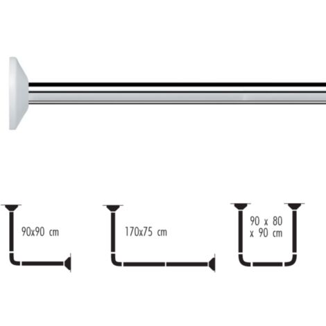 Spirella – Barre pour rideau de douche d'angle modulable en aluminium – Longueurs 90x90 cm, 170x75 cm, 90x80x90 cm – Finition brillante