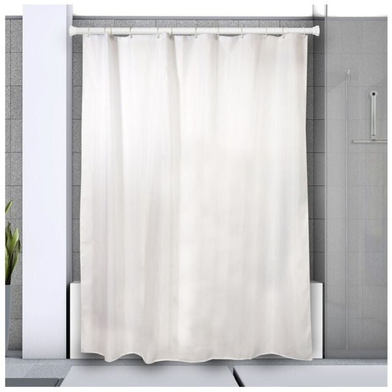 Barre tringle pour rideau de douche ou baignoire extensible sans perçage en Alu kreta 125-220cm Blanc Spirella