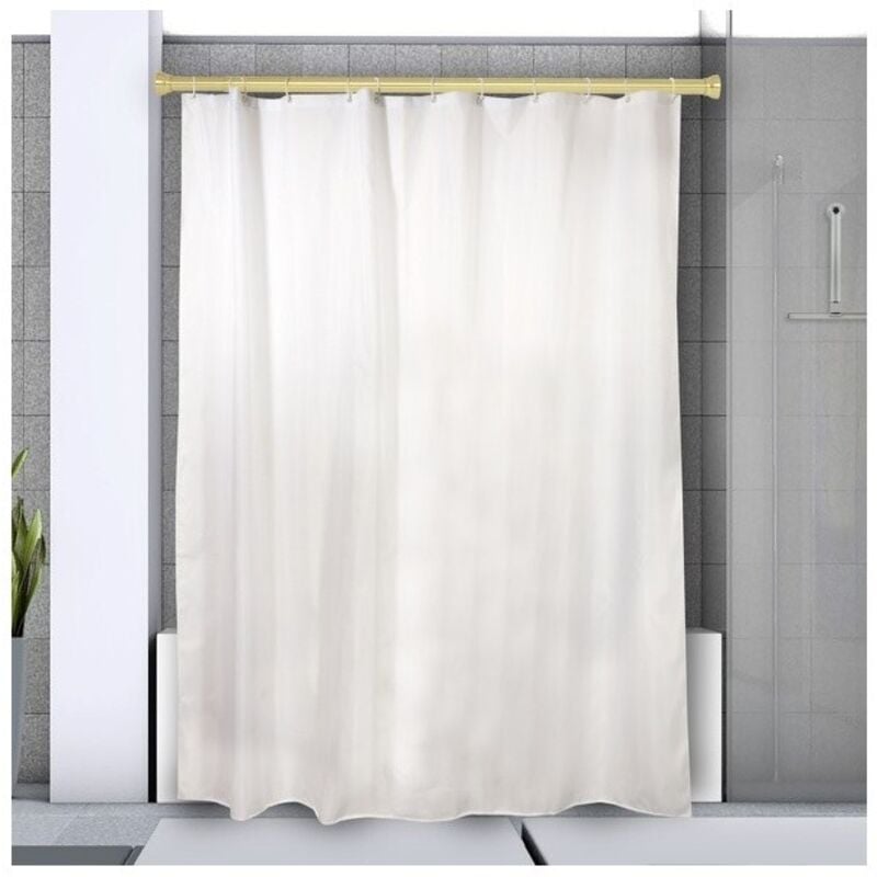 Barre tringle pour rideau de douche ou baignoire extensible sans perçage en Alu KRETA 125-220cm Doré Spirella