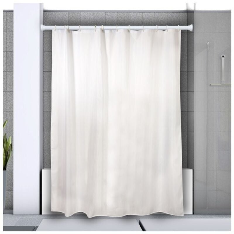 Barre tringle pour rideau de douche ou baignoire extensible sans perçage en Alu magic 125-220cm Blanc - Spirella