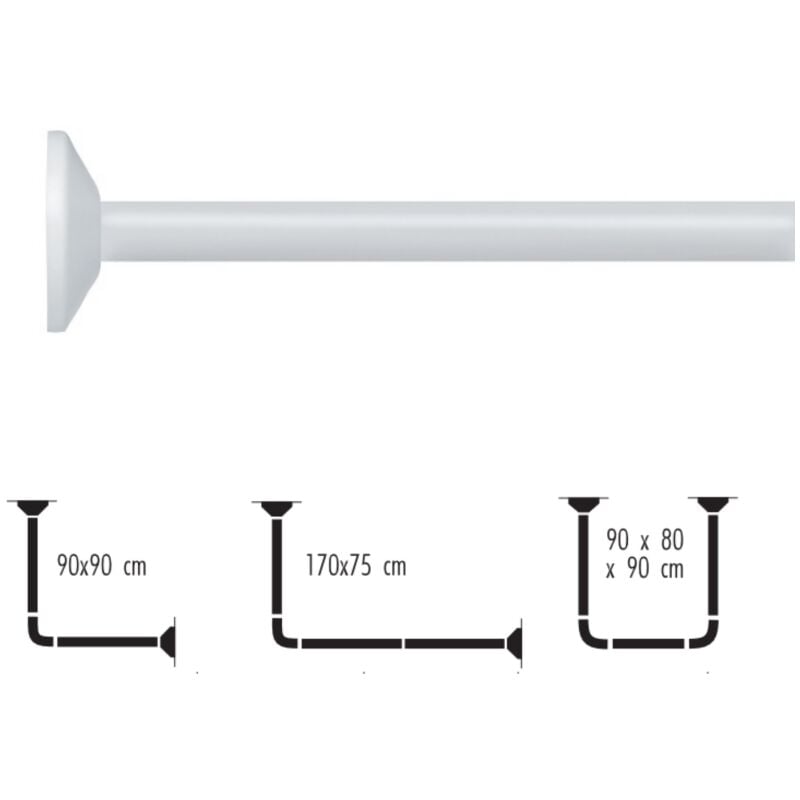 Barre tringle pour rideau de douche d'angle modulable à fixer en Alu magic universal Blanc - Spirella