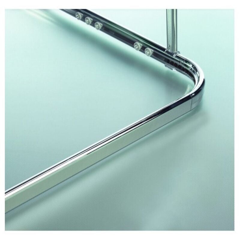 Barre tringle pour rideau de douche d'angle à fixer en Alu surprise 170x75cm Finition Brillante Spirella