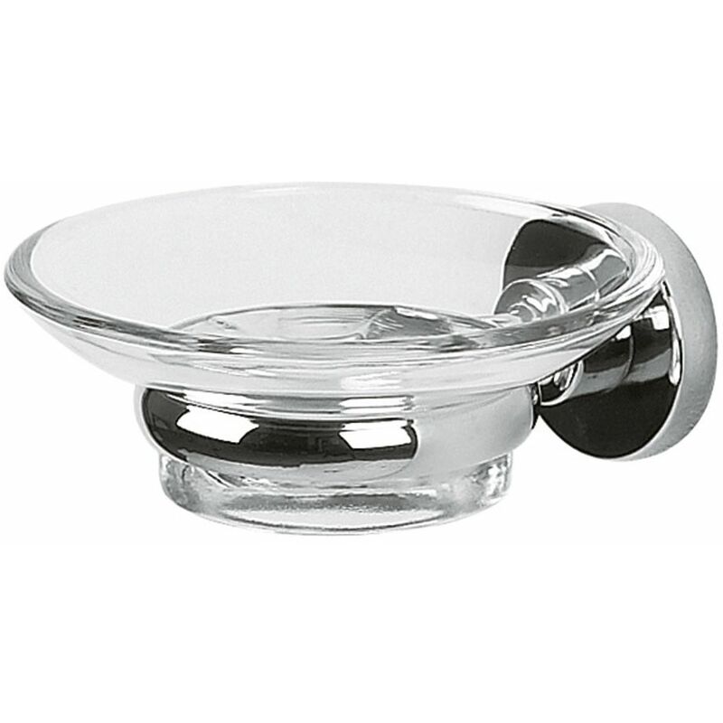 

colección Atlantic, Bandeja para pastilla de jabón con soporte 11x12x4, Metal cromado y vidrio, Gris - Spirella