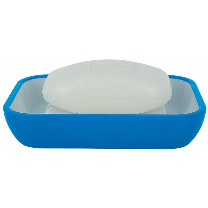 

colección Cocco, Bandeja para pastilla de jabón 8,5 x 12,0 x 2,5 cm, Poliestirol, Azul - Spirella