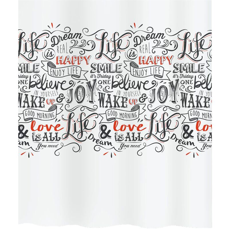 

colección Lovejoy, Cortina de ducha textil 180 x 200, 100% polyester, Multicolor - Spirella