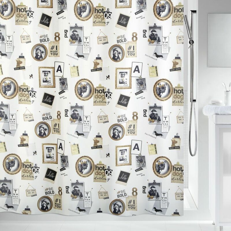 

colección Pose, Cortina de ducha textil 180 x 200, 100% polyester, Multicolor - Spirella