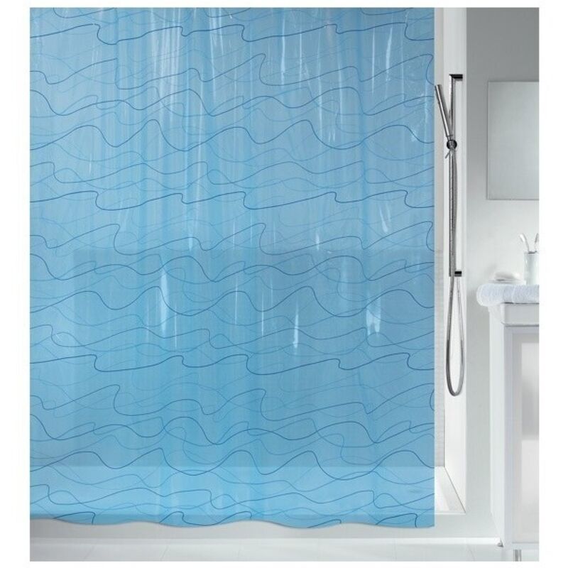 

colección Pool , Cortina de ducha textil 180 x 200, 100% polyester, Azul - Spirella