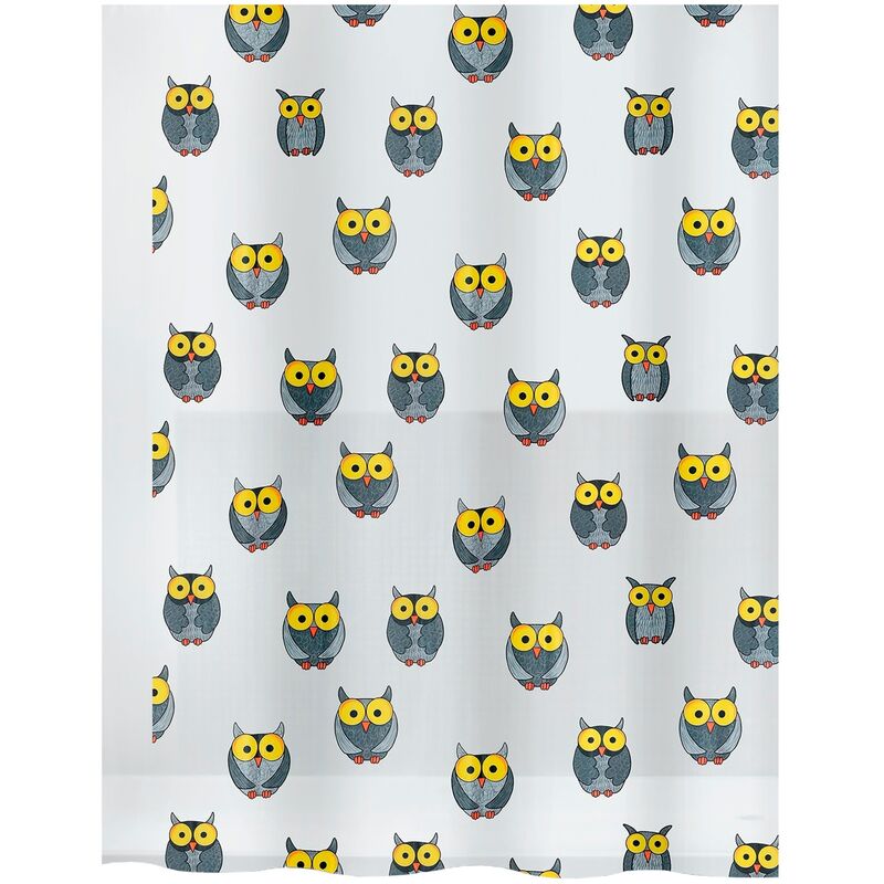 

colección Owl , Cortina de ducha textil 180 x 200, 100% polyester, Gris - Spirella