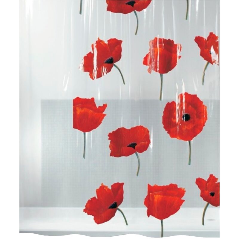 

colección Poppy , Cortina de ducha textil 180 x 200, 100% polyester, Multicolor - Spirella